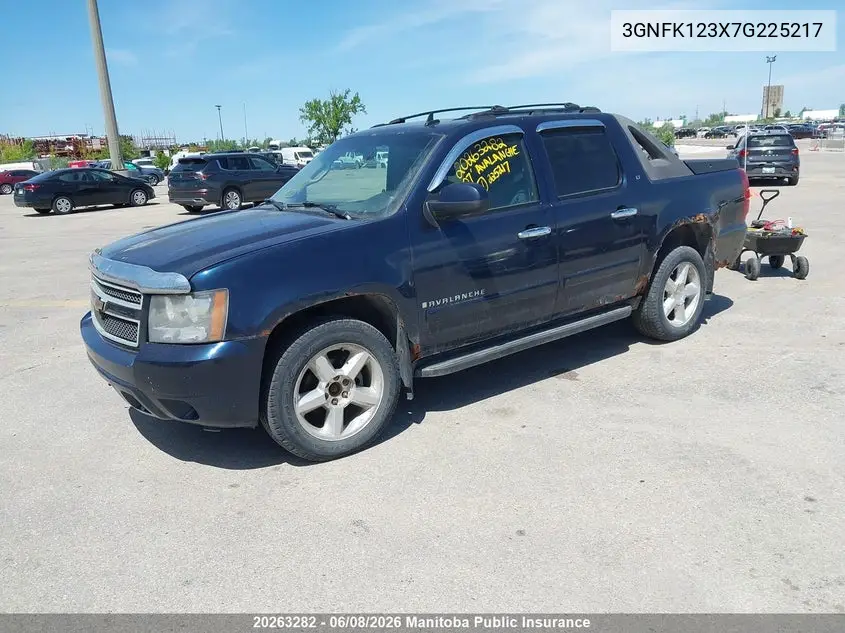 2007 Chevrolet Avalanche 1500 Lt VIN: 3GNFK123X7G225217 Lot: 20263282