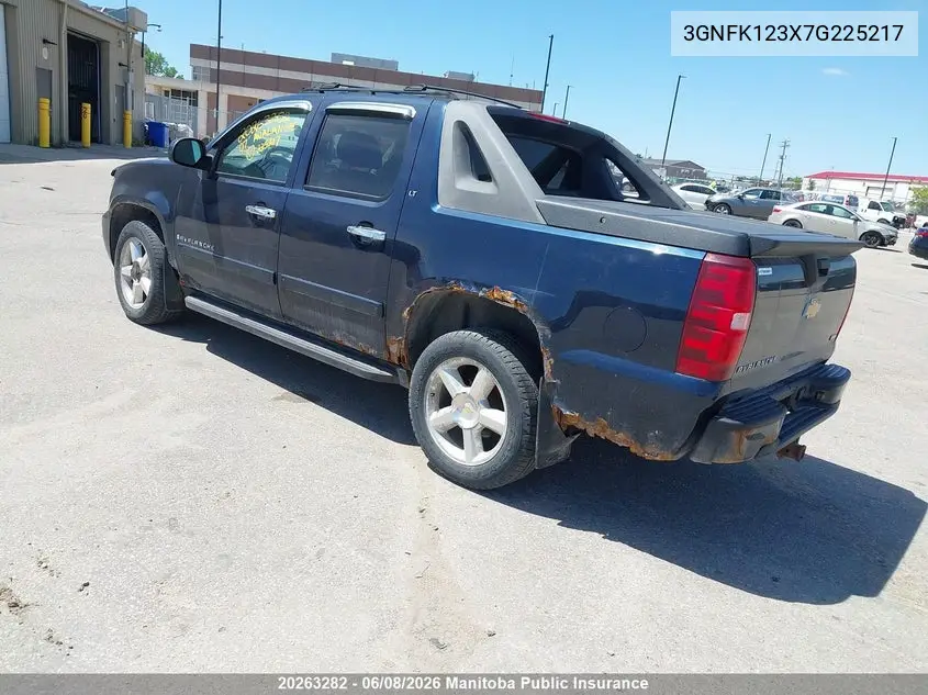 2007 Chevrolet Avalanche 1500 Lt VIN: 3GNFK123X7G225217 Lot: 20263282