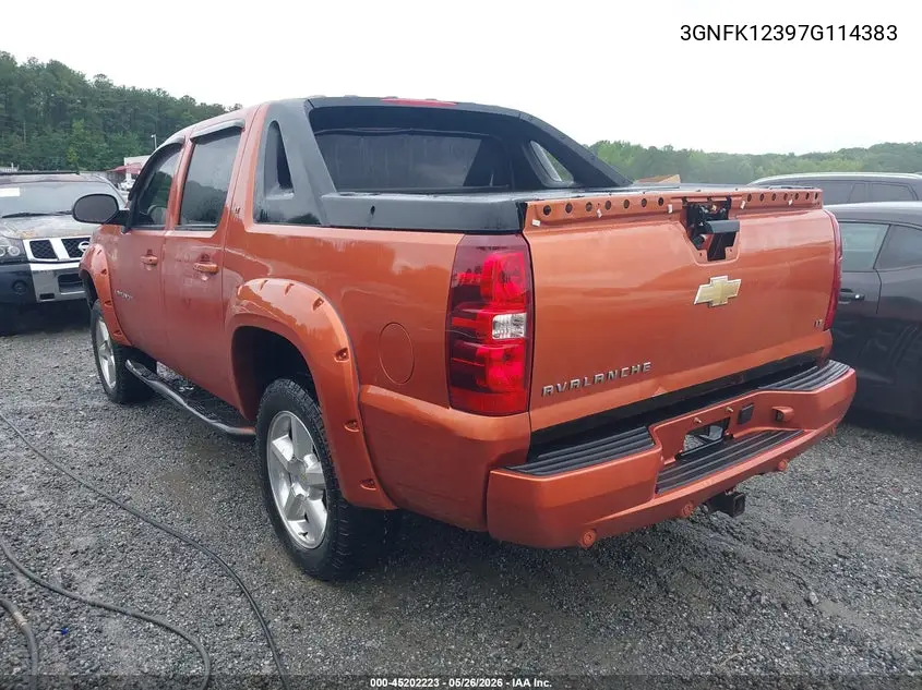 2007 Chevrolet Avalanche 1500 Lt VIN: 3GNFK12397G114383 Lot: 45202223