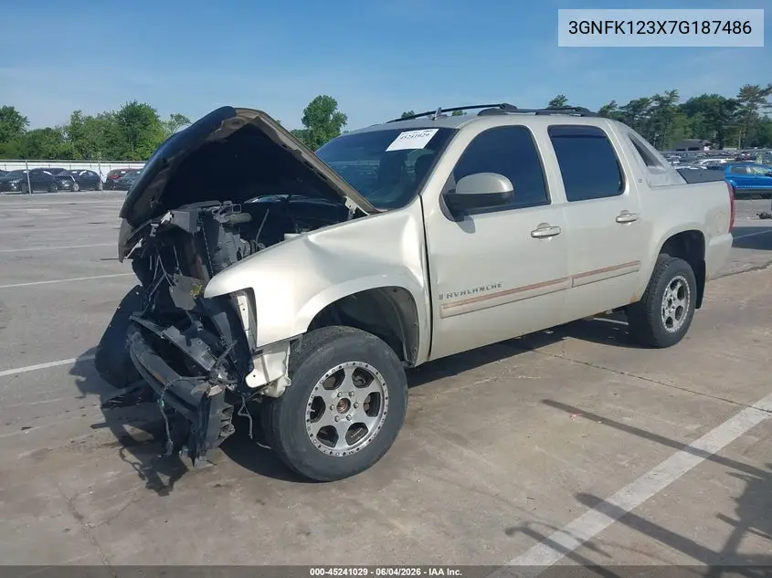 2007 Chevrolet Avalanche 1500 Lt VIN: 3GNFK123X7G187486 Lot: 45241029