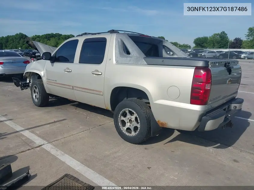 2007 Chevrolet Avalanche 1500 Lt VIN: 3GNFK123X7G187486 Lot: 45241029