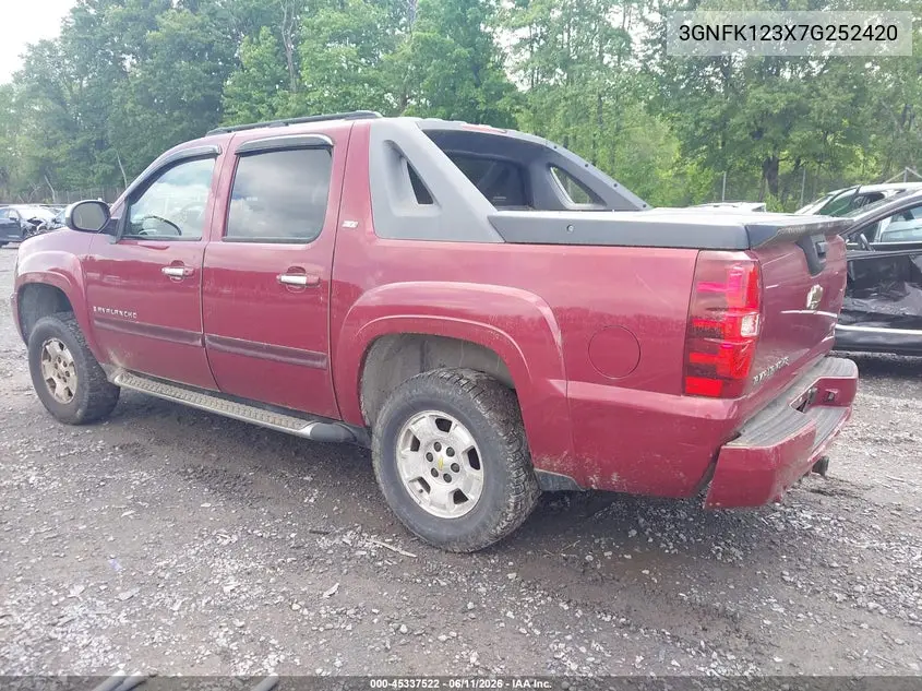 2007 Chevrolet Avalanche 1500 Lt VIN: 3GNFK123X7G252420 Lot: 45337522