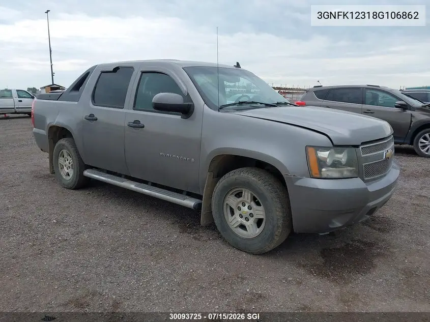 2008 Chevrolet Avalanche K1500 VIN: 3GNFK12318G106862 Lot: 30093725