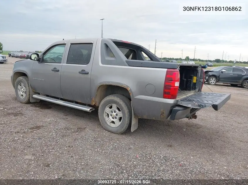 2008 Chevrolet Avalanche K1500 VIN: 3GNFK12318G106862 Lot: 30093725