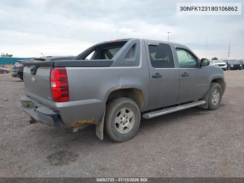2008 Chevrolet Avalanche K1500 VIN: 3GNFK12318G106862 Lot: 30093725