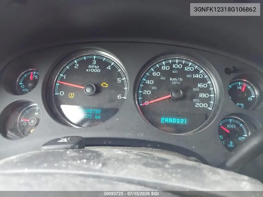 2008 Chevrolet Avalanche K1500 VIN: 3GNFK12318G106862 Lot: 30093725