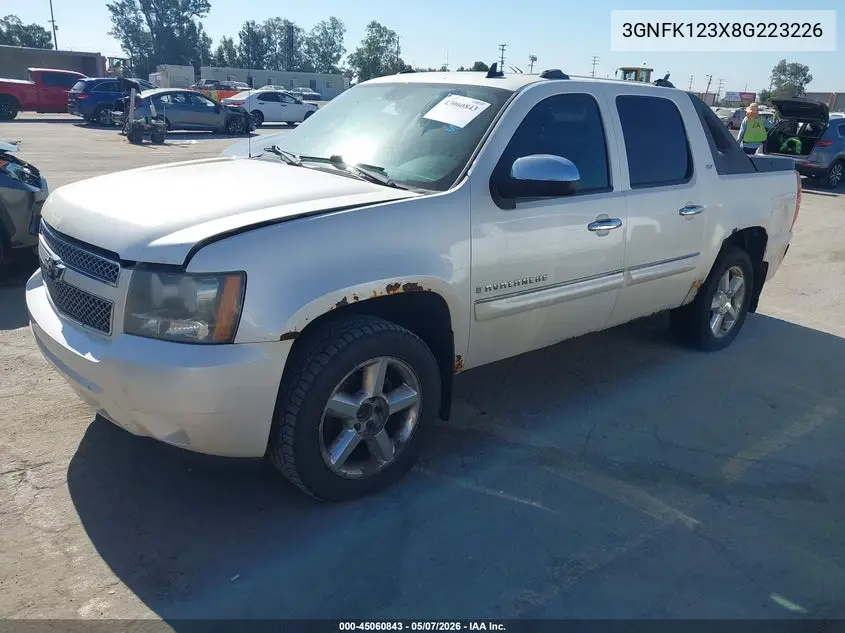 2008 Chevrolet Avalanche 1500 Ltz VIN: 3GNFK123X8G223226 Lot: 45060843