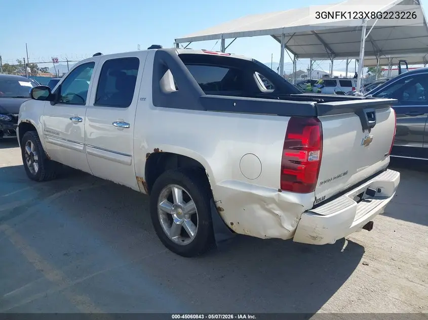 2008 Chevrolet Avalanche 1500 Ltz VIN: 3GNFK123X8G223226 Lot: 45060843