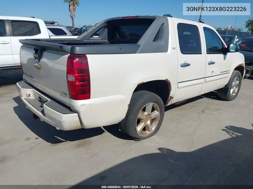 2008 Chevrolet Avalanche 1500 Ltz VIN: 3GNFK123X8G223226 Lot: 45060843