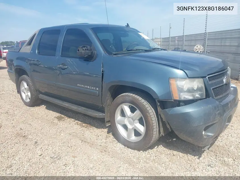 2008 Chevrolet Avalanche 1500 Lt VIN: 3GNFK123X8G186047 Lot: 45279505