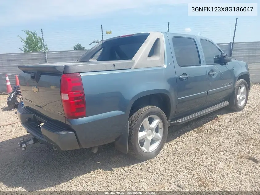 2008 Chevrolet Avalanche 1500 Lt VIN: 3GNFK123X8G186047 Lot: 45279505