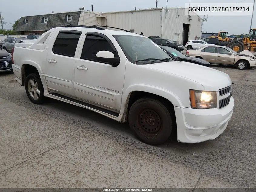 2008 Chevrolet Avalanche 1500 Lt VIN: 3GNFK12378G189214 Lot: 45402237