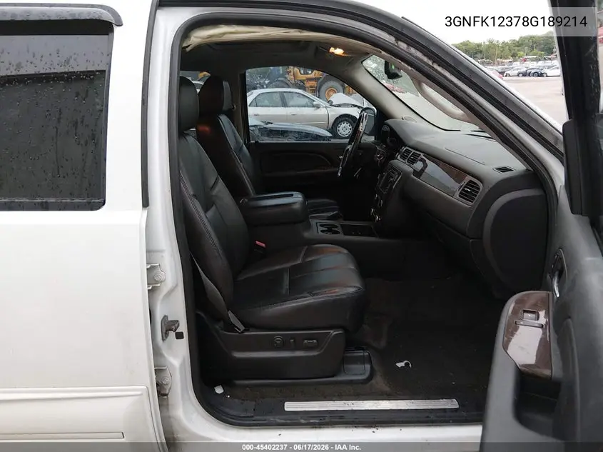 2008 Chevrolet Avalanche 1500 Lt VIN: 3GNFK12378G189214 Lot: 45402237