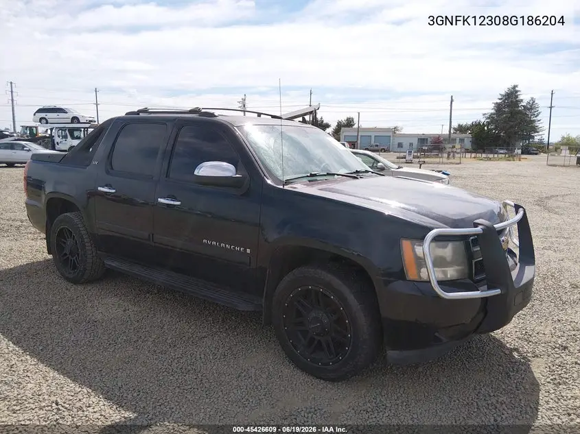 2008 Chevrolet Avalanche 1500 Ltz VIN: 3GNFK12308G186204 Lot: 45426609