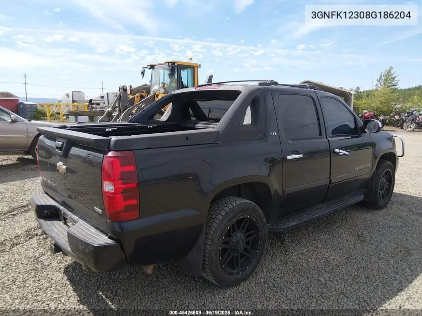 2008 Chevrolet Avalanche 1500 Ltz VIN: 3GNFK12308G186204 Lot: 45426609