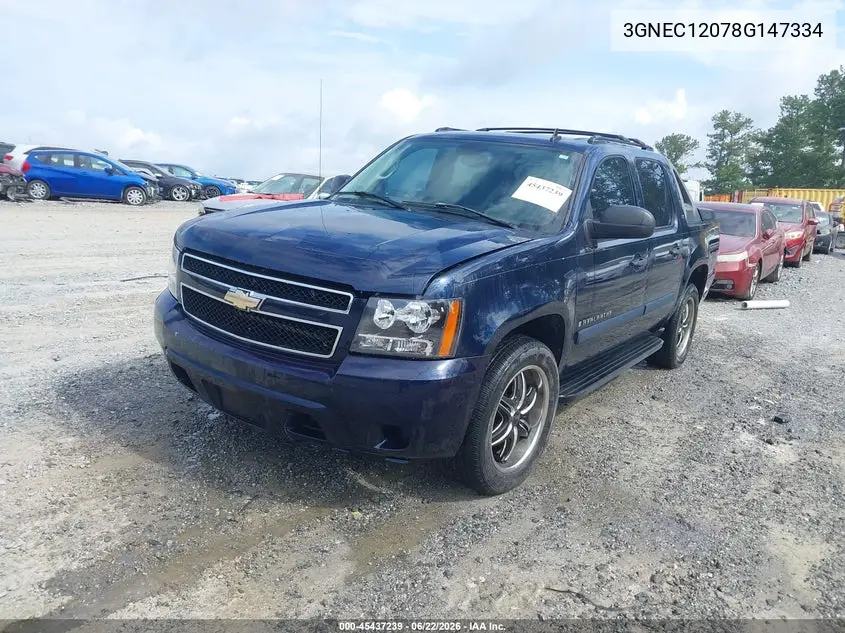 2008 Chevrolet Avalanche 1500 Ls VIN: 3GNEC12078G147334 Lot: 45437239