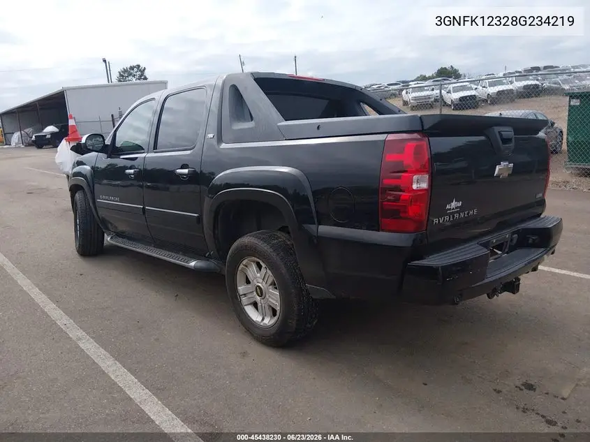 2008 Chevrolet Avalanche 1500 Lt VIN: 3GNFK12328G234219 Lot: 45438230