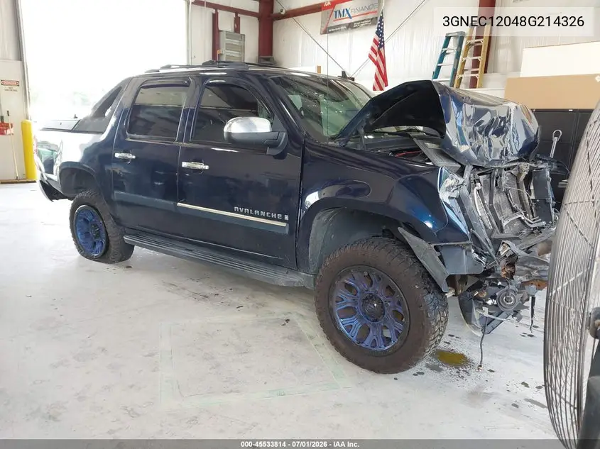 2008 Chevrolet Avalanche 1500 Lt VIN: 3GNEC12048G214326 Lot: 45533814