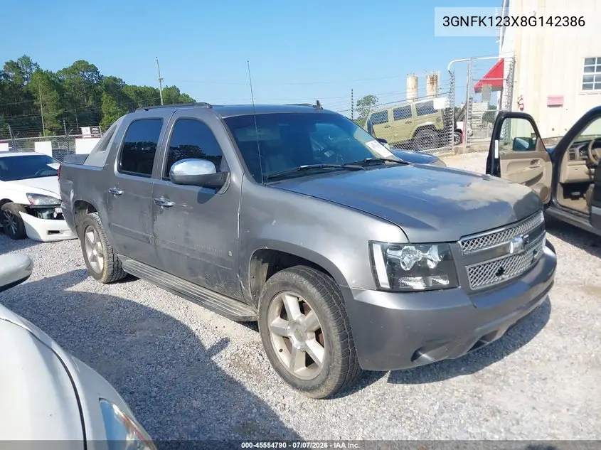 2008 Chevrolet Avalanche 1500 Ltz VIN: 3GNFK123X8G142386 Lot: 45554790