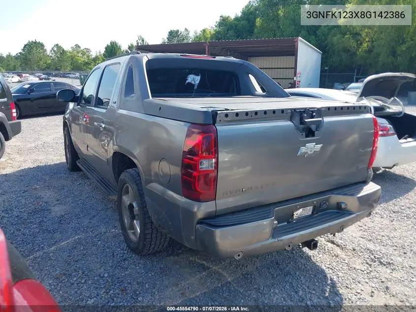2008 Chevrolet Avalanche 1500 Ltz VIN: 3GNFK123X8G142386 Lot: 45554790
