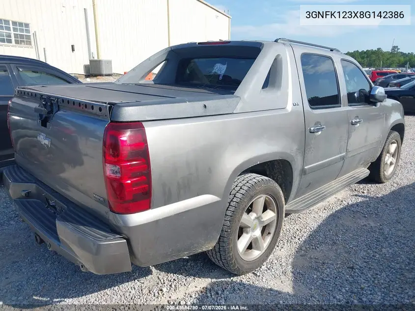 2008 Chevrolet Avalanche 1500 Ltz VIN: 3GNFK123X8G142386 Lot: 45554790