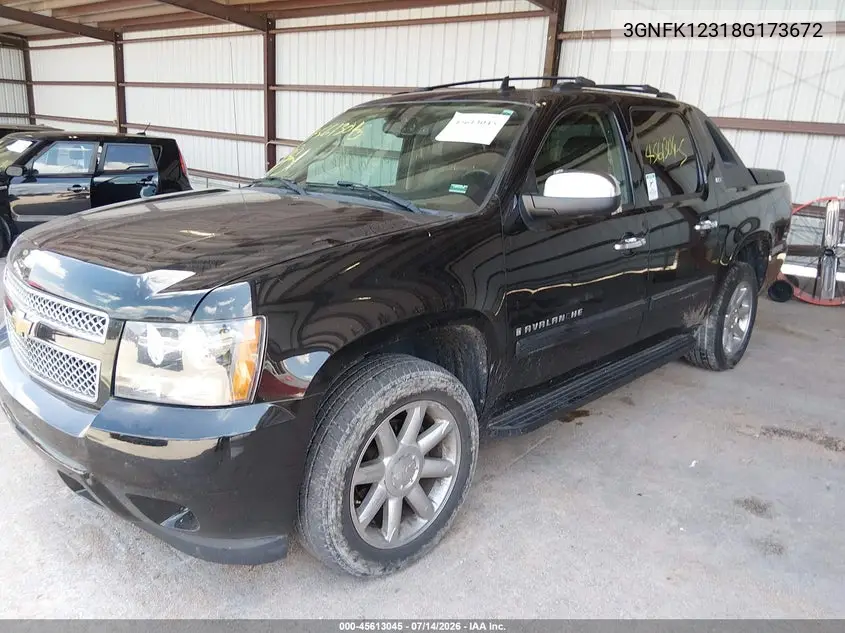 2008 Chevrolet Avalanche 1500 Ltz VIN: 3GNFK12318G173672 Lot: 45613045