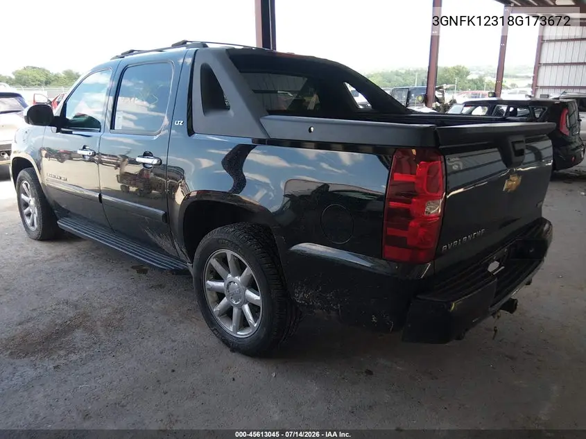 2008 Chevrolet Avalanche 1500 Ltz VIN: 3GNFK12318G173672 Lot: 45613045