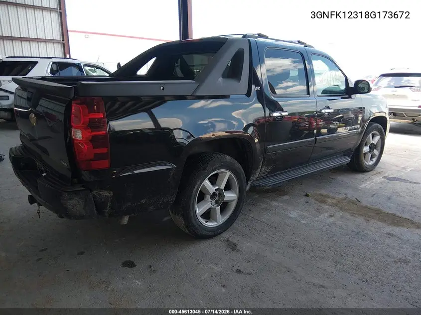 2008 Chevrolet Avalanche 1500 Ltz VIN: 3GNFK12318G173672 Lot: 45613045