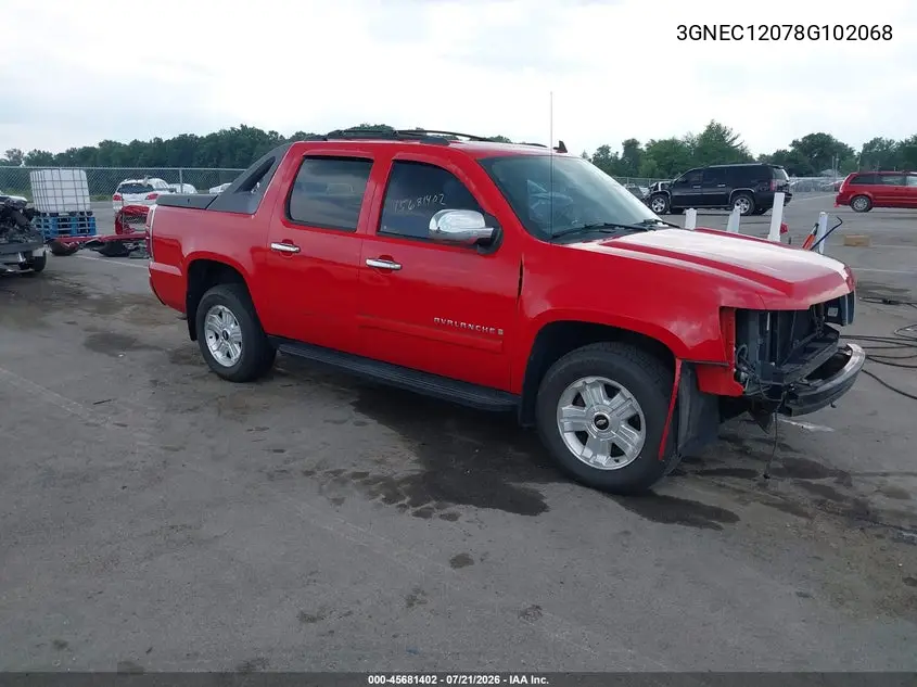2008 Chevrolet Avalanche 1500 Lt VIN: 3GNEC12078G102068 Lot: 45681402