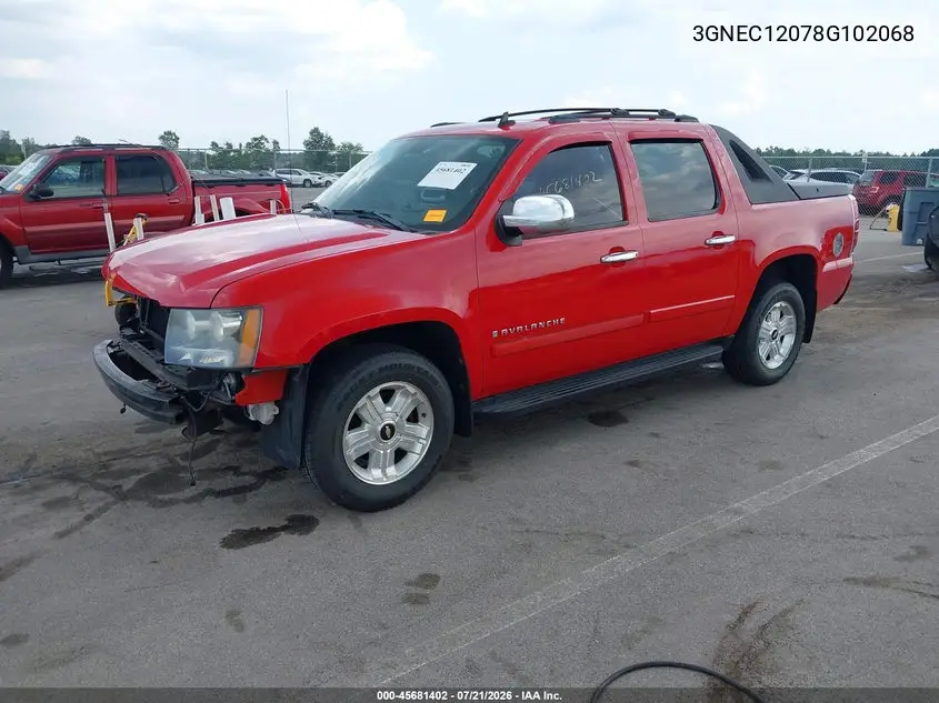 2008 Chevrolet Avalanche 1500 Lt VIN: 3GNEC12078G102068 Lot: 45681402