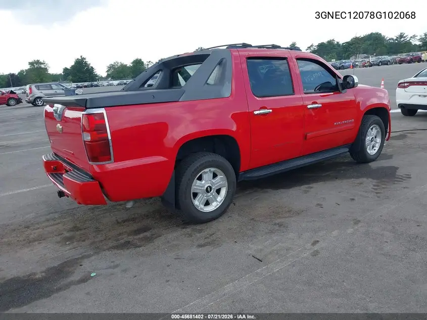 2008 Chevrolet Avalanche 1500 Lt VIN: 3GNEC12078G102068 Lot: 45681402