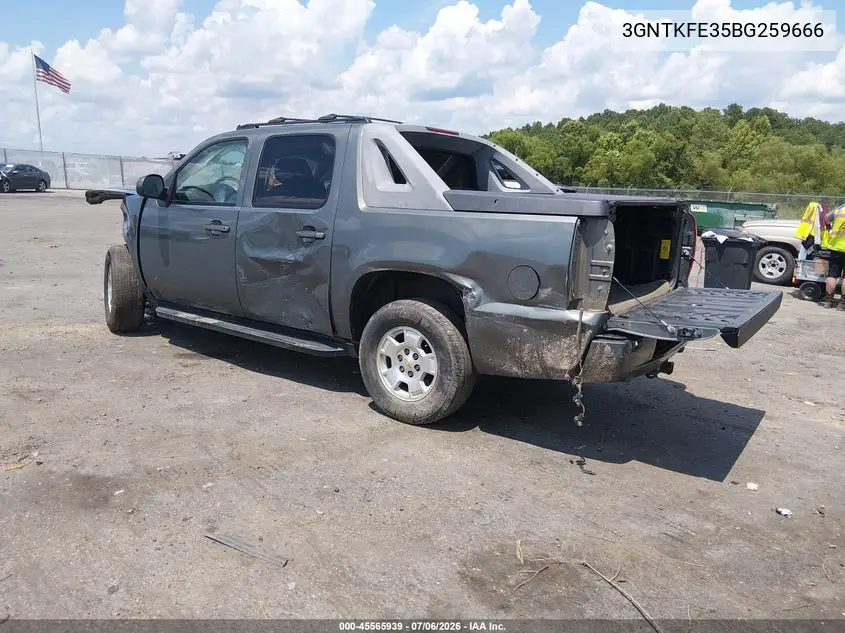2011 Chevrolet Avalanche 1500 Lt1 VIN: 3GNTKFE35BG259666 Lot: 45565939