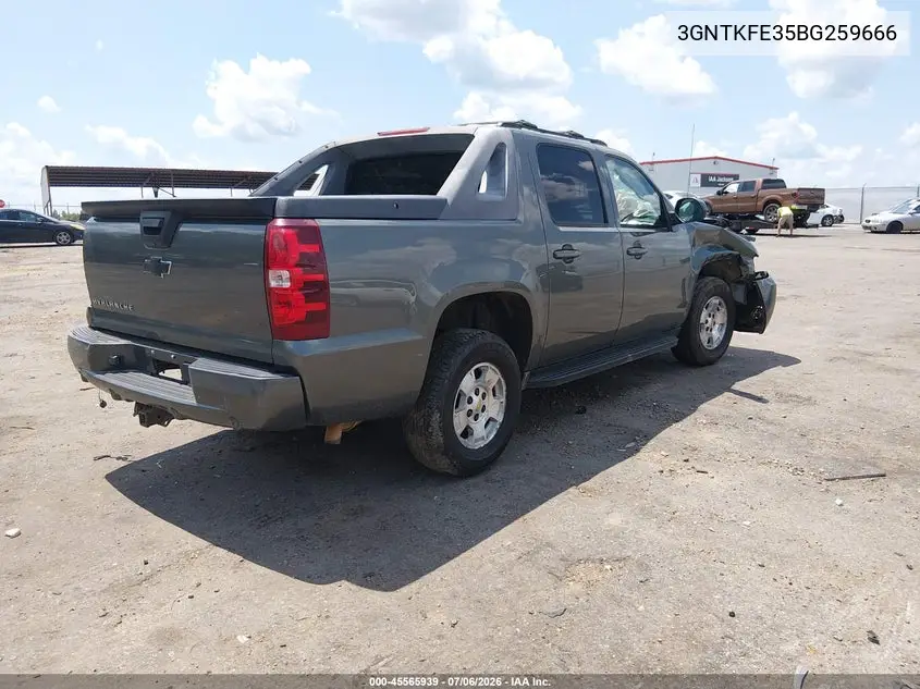 2011 Chevrolet Avalanche 1500 Lt1 VIN: 3GNTKFE35BG259666 Lot: 45565939