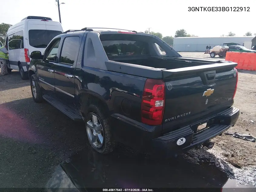 2011 Chevrolet Avalanche 1500 Ltz VIN: 3GNTKGE33BG122912 Lot: 45617542