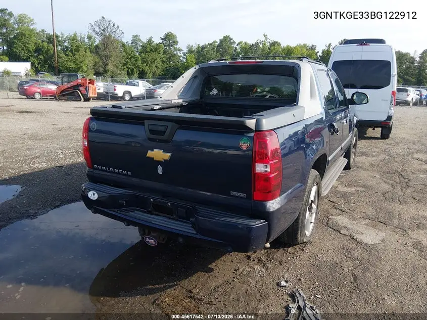 2011 Chevrolet Avalanche 1500 Ltz VIN: 3GNTKGE33BG122912 Lot: 45617542
