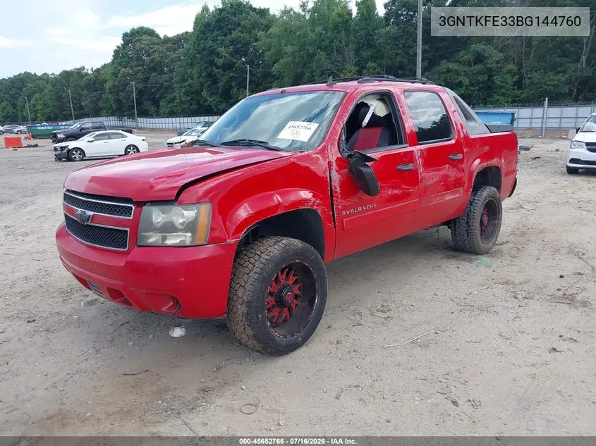 2011 Chevrolet Avalanche 1500 Lt1 VIN: 3GNTKFE33BG144760 Lot: 45652766