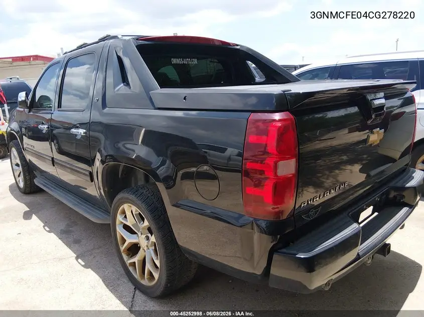2012 Chevrolet Avalanche 1500 Lt1 VIN: 3GNMCFE04CG278220 Lot: 45252998