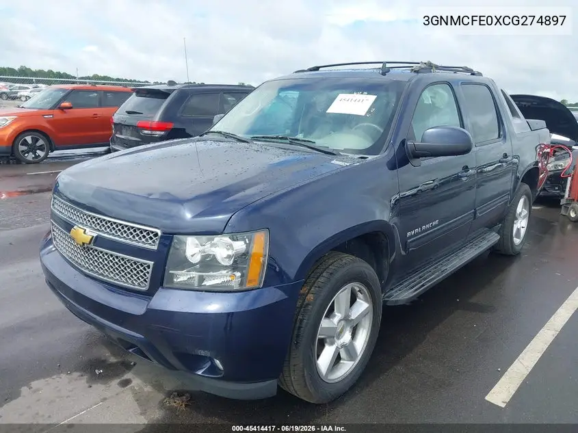 2012 Chevrolet Avalanche 1500 Lt1 VIN: 3GNMCFE0XCG274897 Lot: 45414417