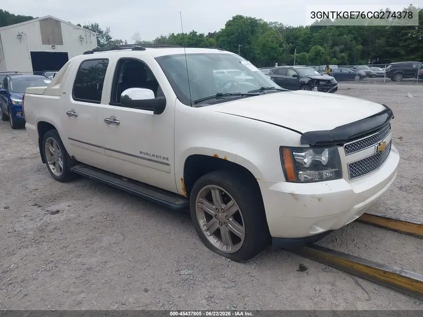 2012 Chevrolet Avalanche Ltz VIN: 3GNTKGE76CG274378 Lot: 45437805