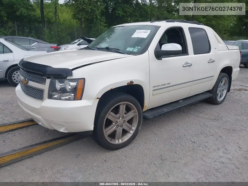2012 Chevrolet Avalanche Ltz VIN: 3GNTKGE76CG274378 Lot: 45437805