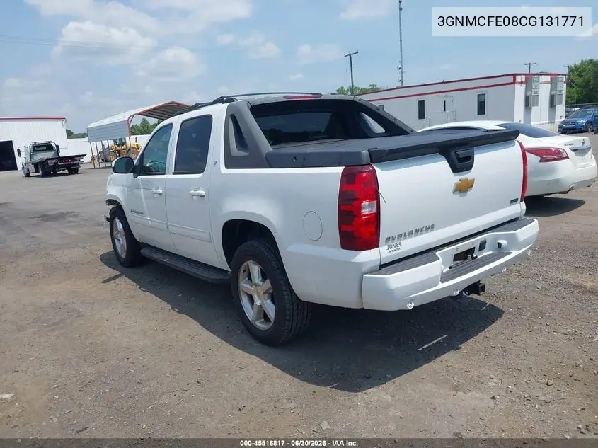 2012 Chevrolet Avalanche Lt VIN: 3GNMCFE08CG131771 Lot: 45516817