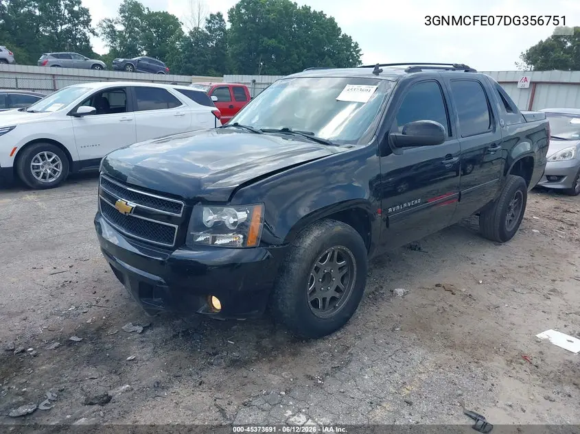 2013 Chevrolet Avalanche Lt VIN: 3GNMCFE07DG356751 Lot: 45373691