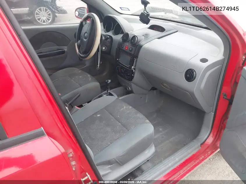 2004 Chevrolet Aveo VIN: KL1TD62614B274945 Lot: 45039550