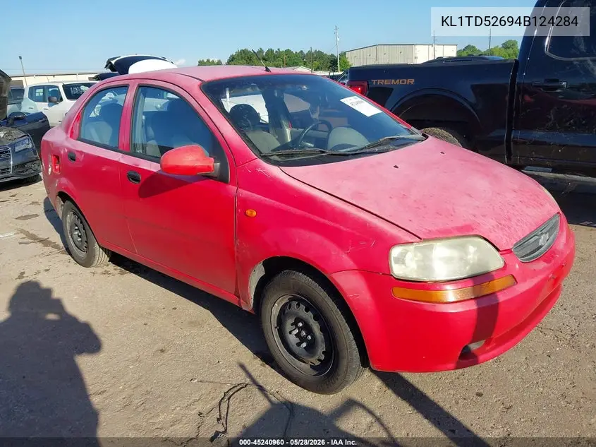 2004 Chevrolet Aveo VIN: KL1TD52694B124284 Lot: 45240960