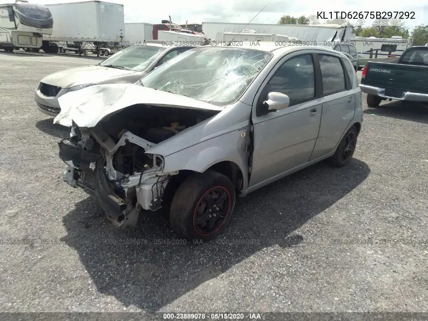 2005 Chevrolet Aveo Ls VIN: KL1TD62675B297292 Lot: 23889078