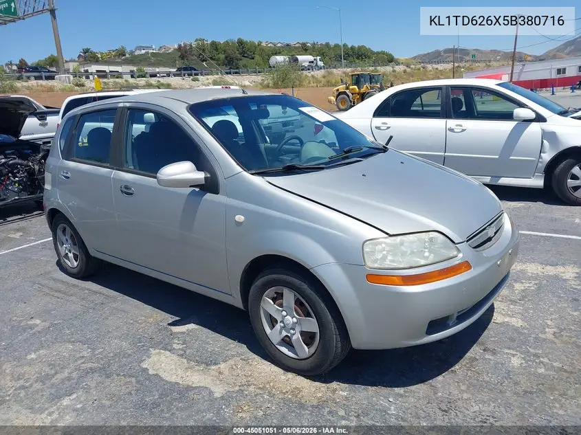 2005 Chevrolet Aveo Special Value VIN: KL1TD626X5B380716 Lot: 45051051