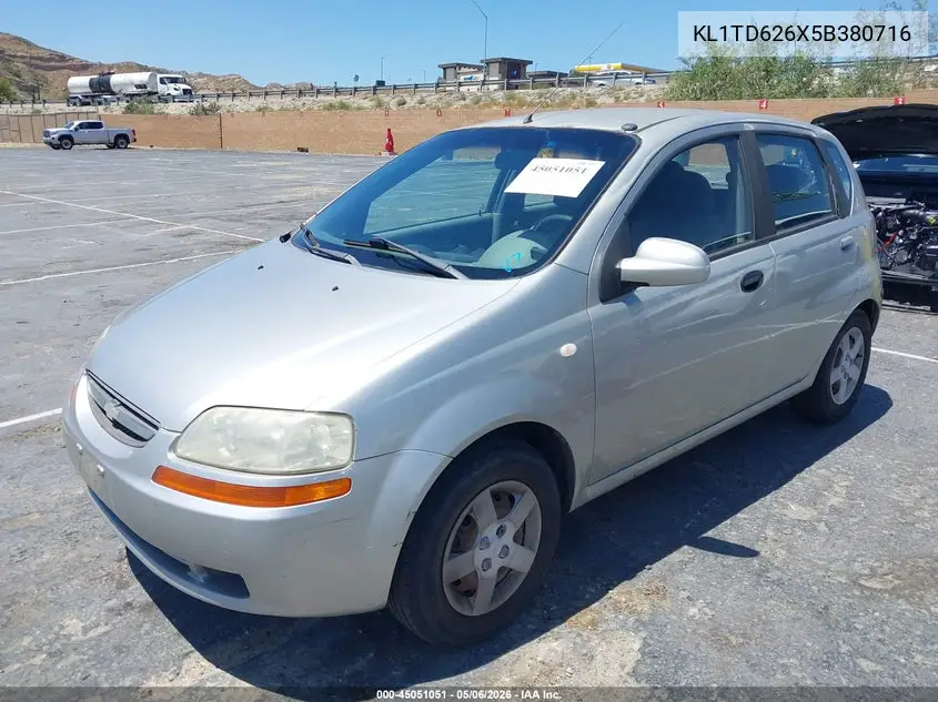 2005 Chevrolet Aveo Special Value VIN: KL1TD626X5B380716 Lot: 45051051