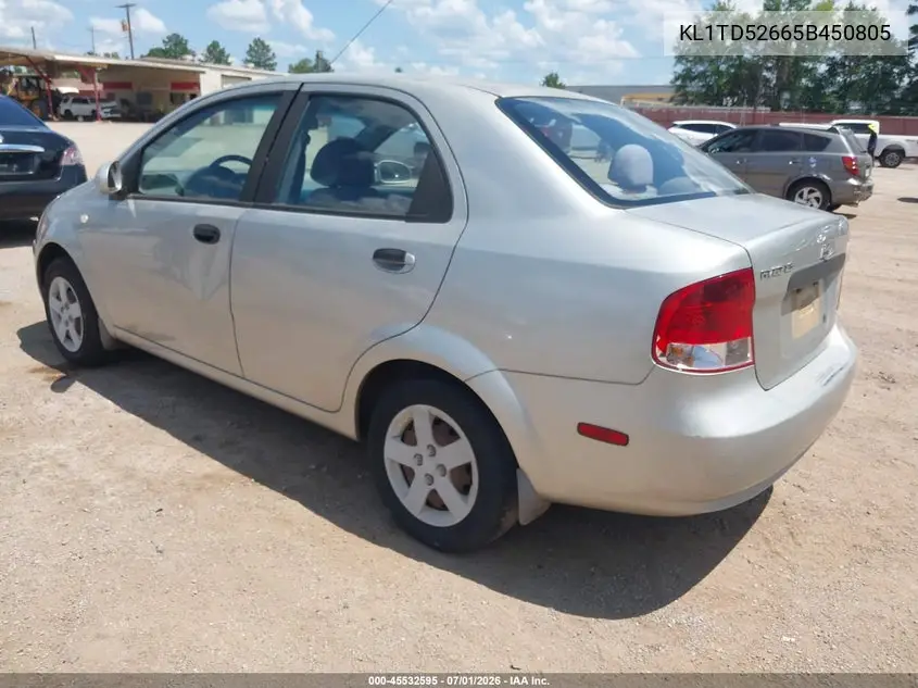 2005 Chevrolet Aveo Ls VIN: KL1TD52665B450805 Lot: 45532595