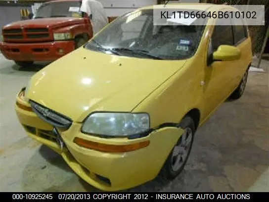 2006 Chevrolet Aveo Ls VIN: KL1TD66646B610102 Lot: 10925245