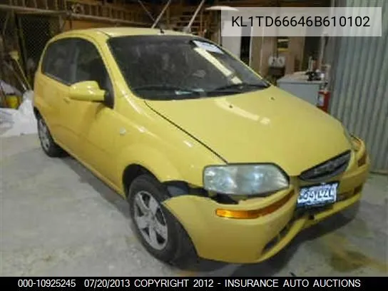 2006 Chevrolet Aveo Ls VIN: KL1TD66646B610102 Lot: 10925245